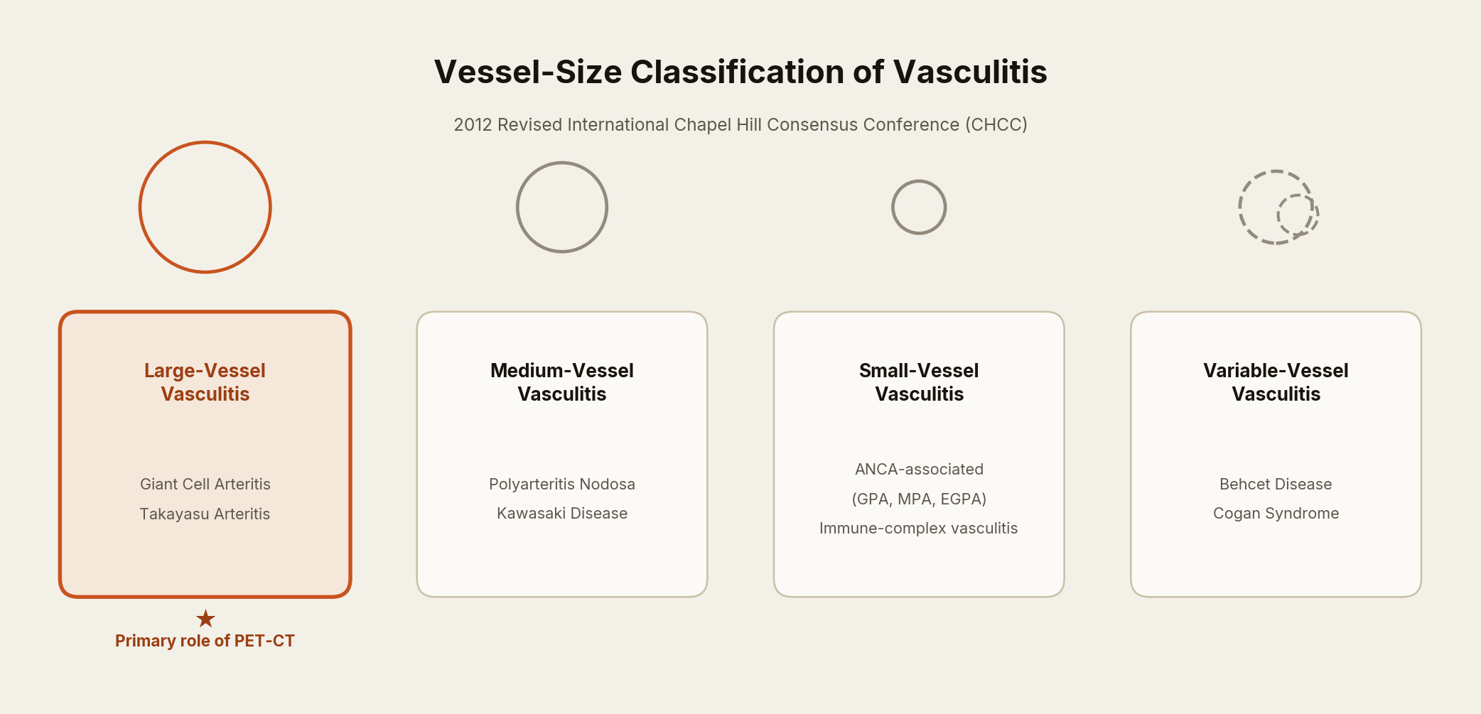 Vessel-size classification of vasculitis (2012 Revised International Chapel Hill Consensus Conference)